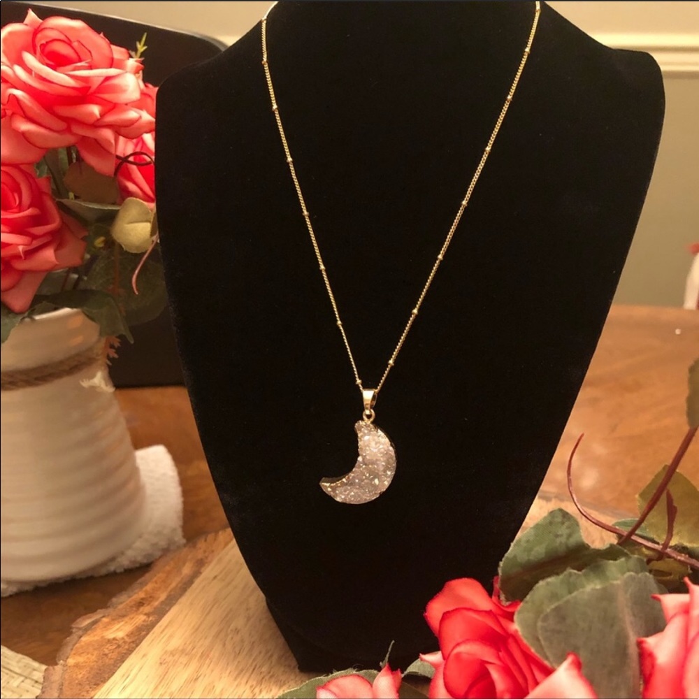 RESERVED 22” knotted chain Druzy moon